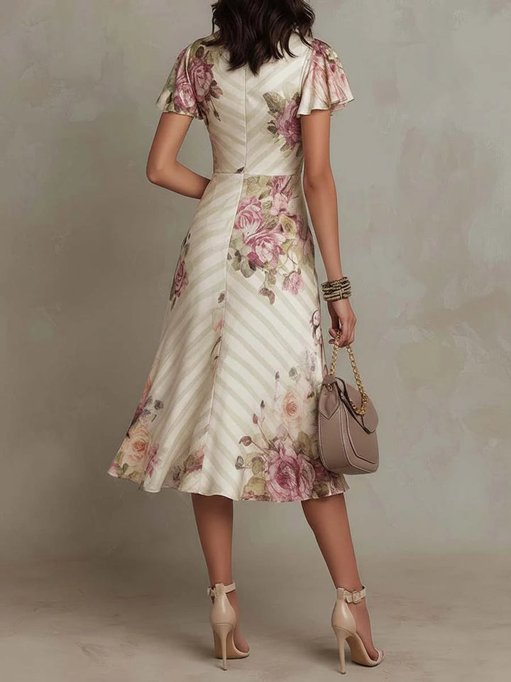 The Spark | Elegant Draped Floral Dress Camille