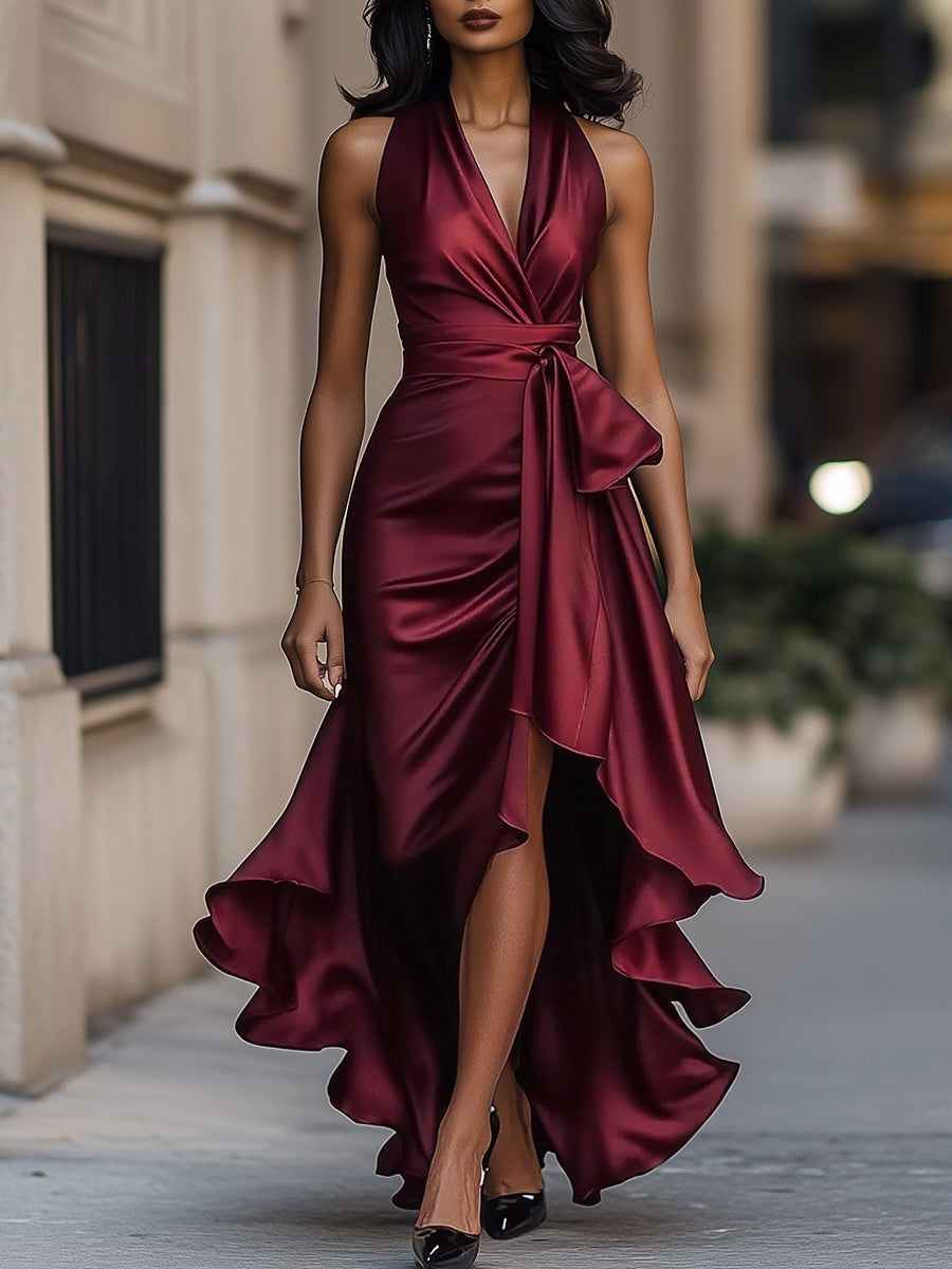 The Spark | Draped Satin Waist Dress