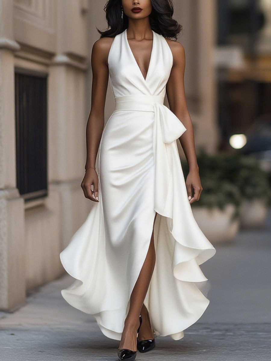 The Spark | Draped Satin Waist Dress