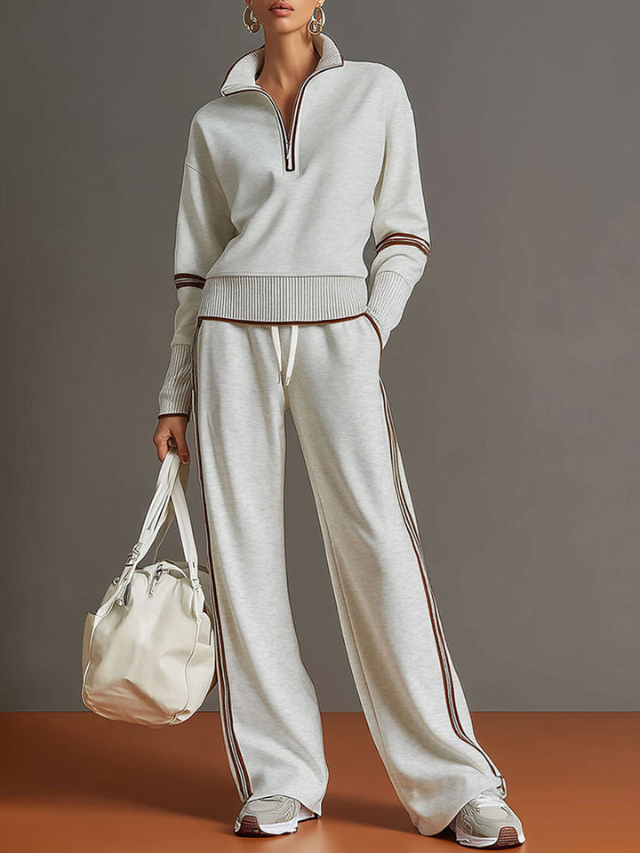 Katie – 2 Piece Track Suit with wide leg bottoms.