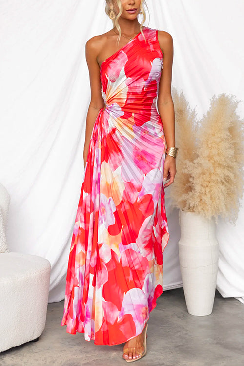 Yanira™ | Pleated Dress with Off-the-Shoulder Design