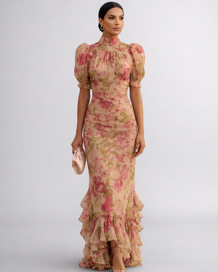Rosario | Langes Blumen-Kleid aus Chiffon