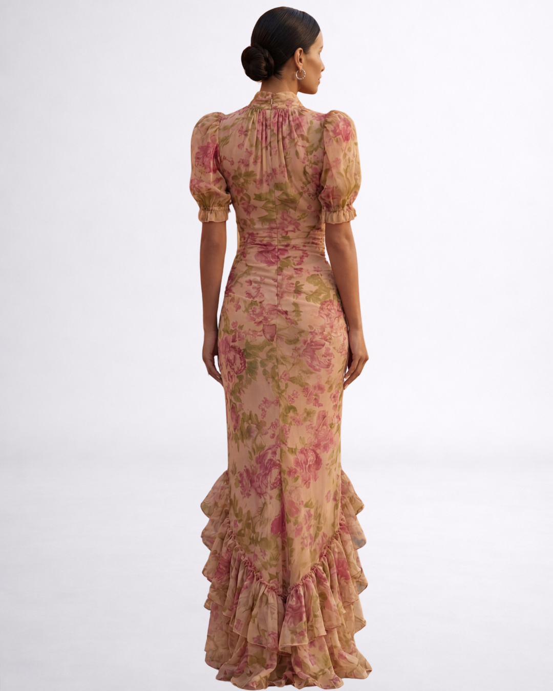 Rosario | Langes Blumen-Kleid aus Chiffon