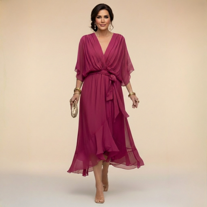 The Spark | Chiffon Dress with V-Neck