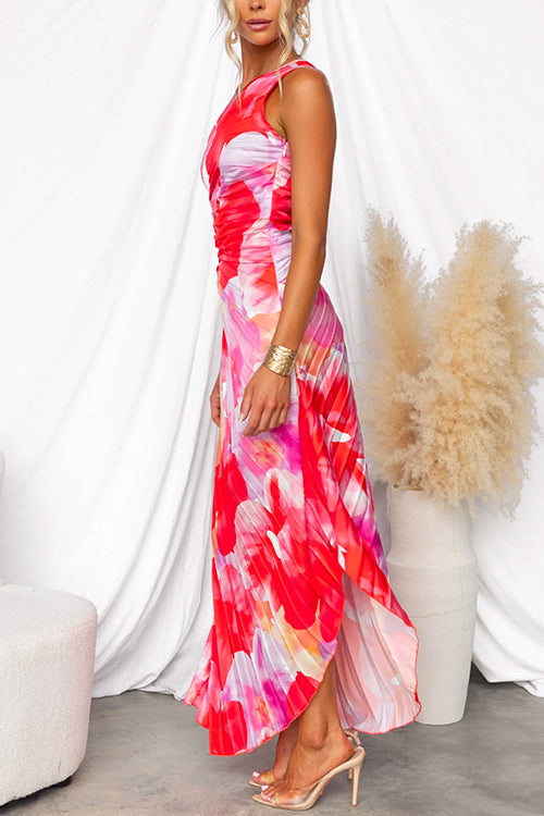 Yanira™ | Pleated Dress with Off-the-Shoulder Design