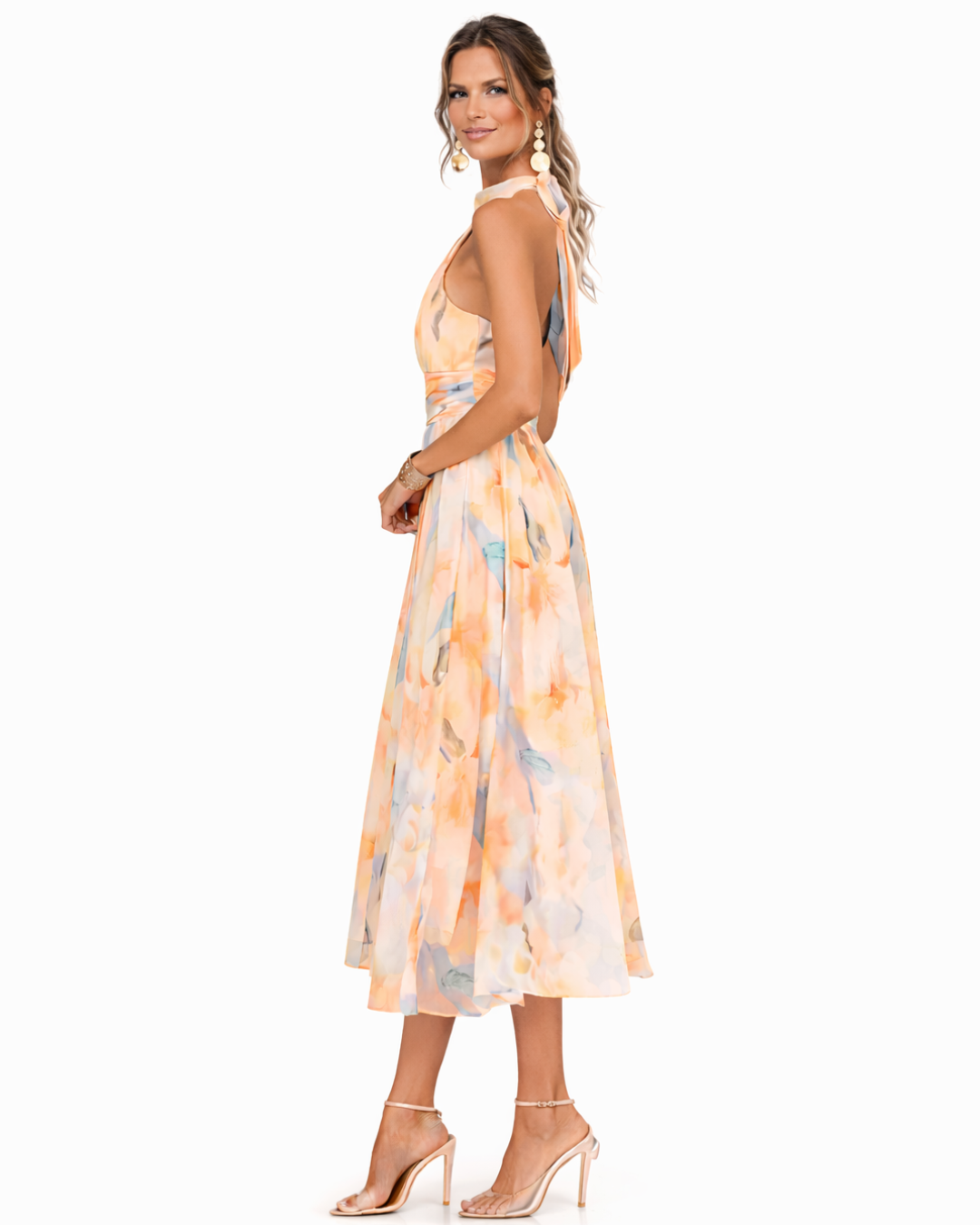 Aurora | Kleid mit Halterneck und Aquarelldruck