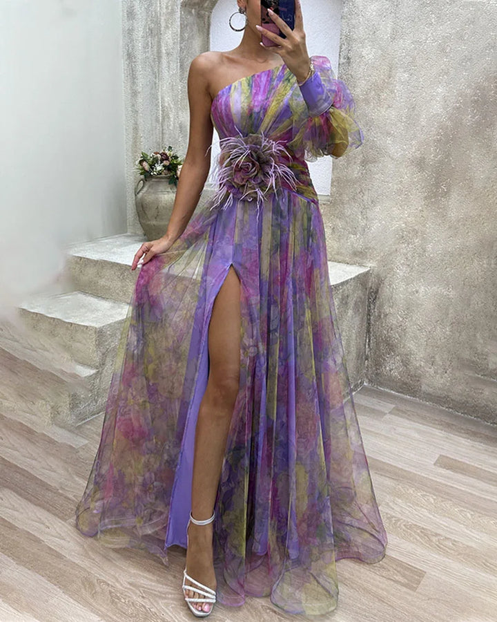 Orit™ | Asymmetric Dress with One Sleeve and Slit