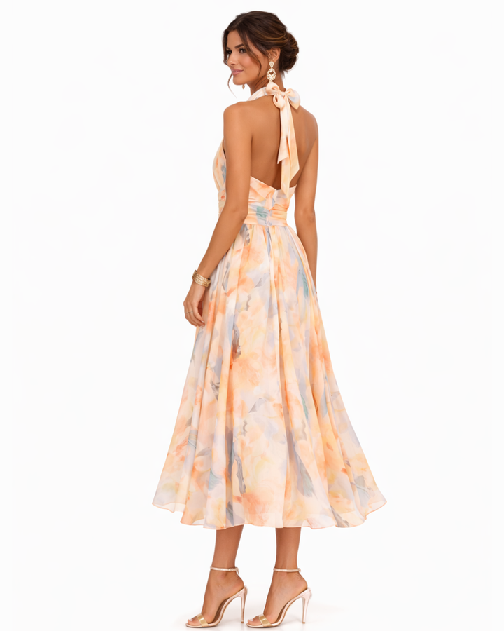 Aurora | Kleid mit Halterneck und Aquarelldruck