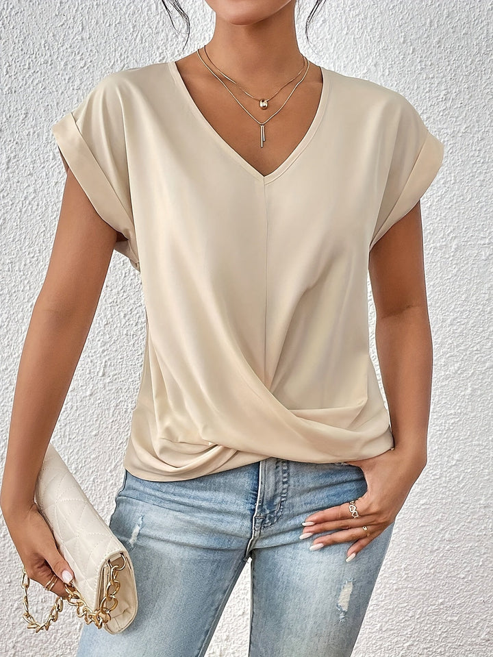 Liana | Elegant Soft Drape Twist-Front Top - Flattering & Comfortable