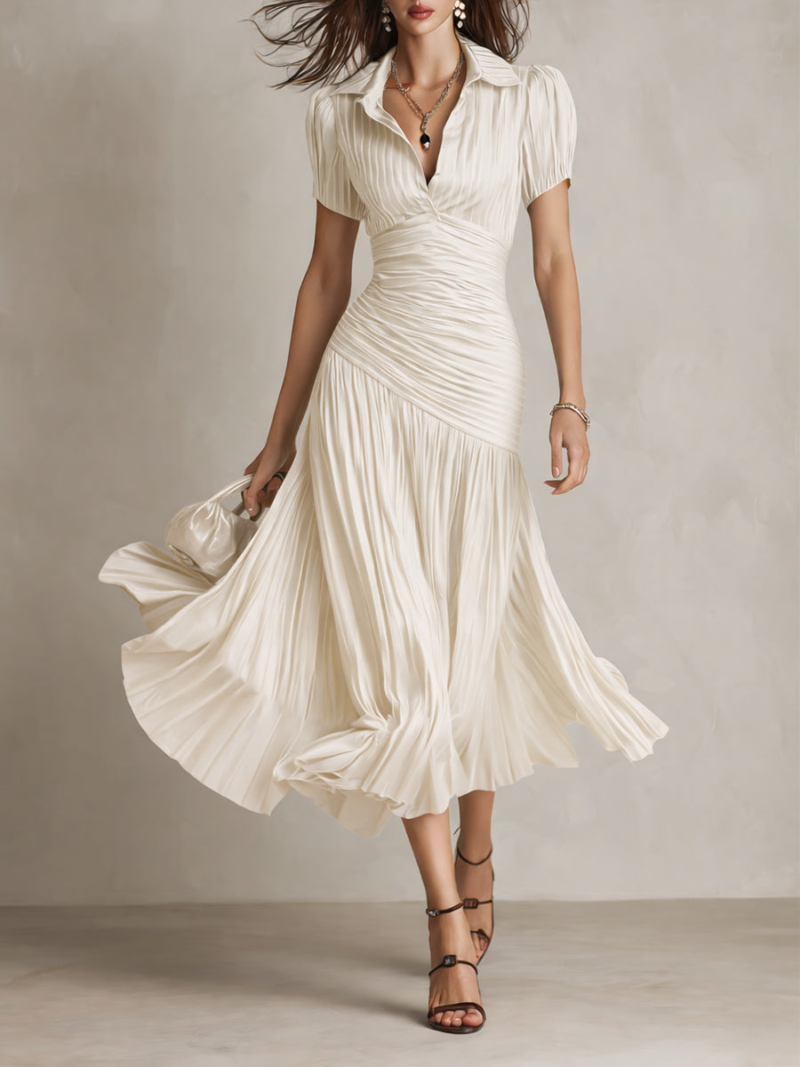 Adriana ∙ Retro Striped Satin Midi Dress