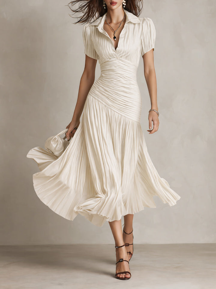 Adriana ∙ Retro Striped Satin Midi Dress