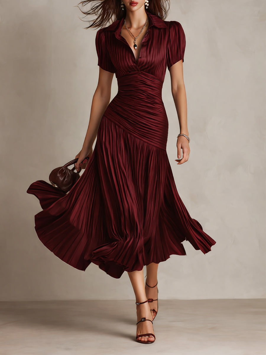 Adriana ∙ Retro Striped Satin Midi Dress