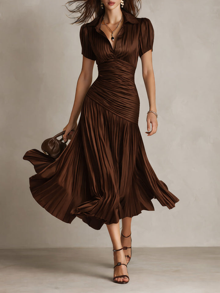 Adriana ∙ Retro Striped Satin Midi Dress