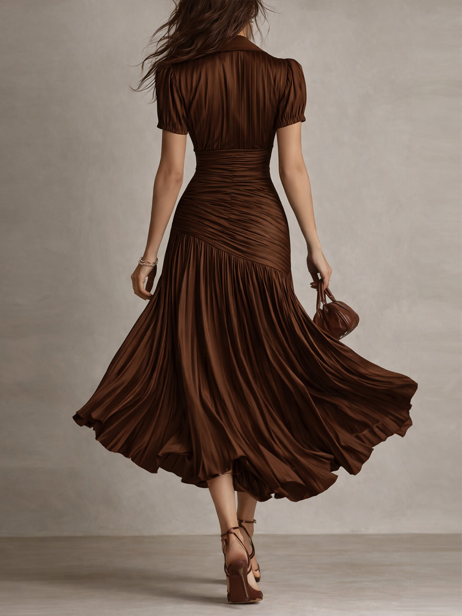 Adriana ∙ Retro Striped Satin Midi Dress