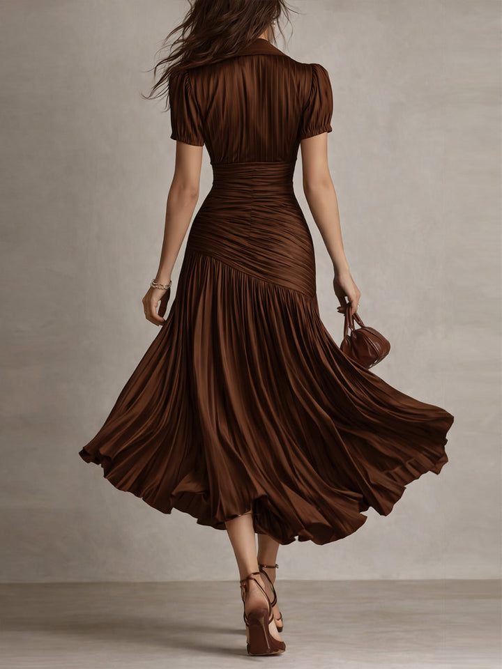 Adriana ∙ Retro Striped Satin Midi Dress