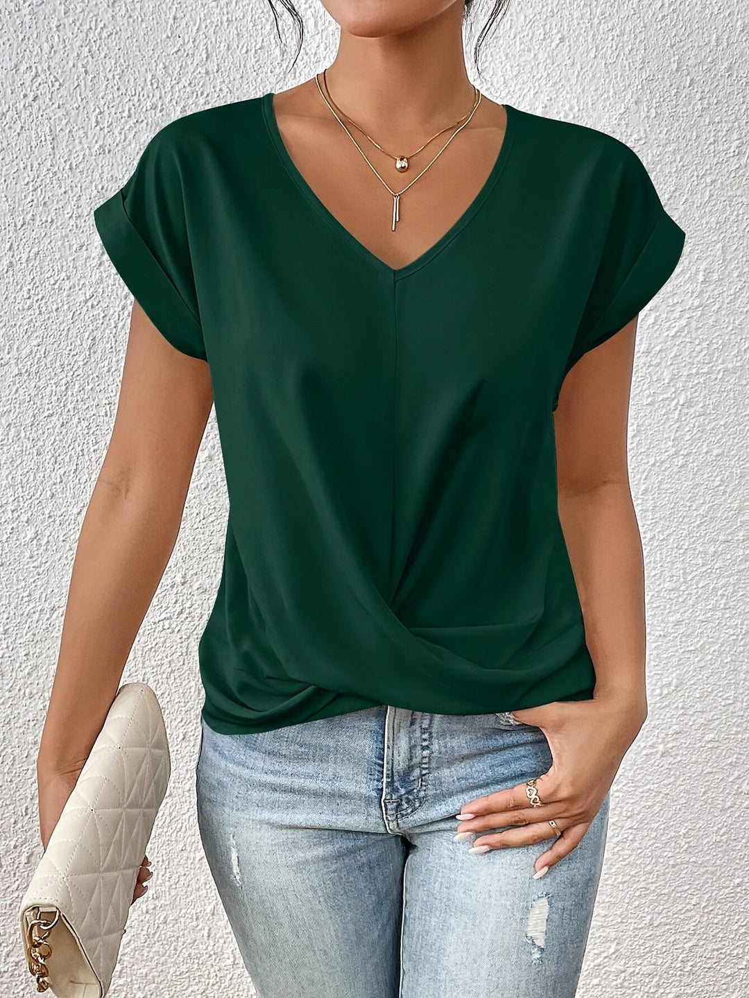 Liana | Elegant Soft Drape Twist-Front Top - Flattering & Comfortable