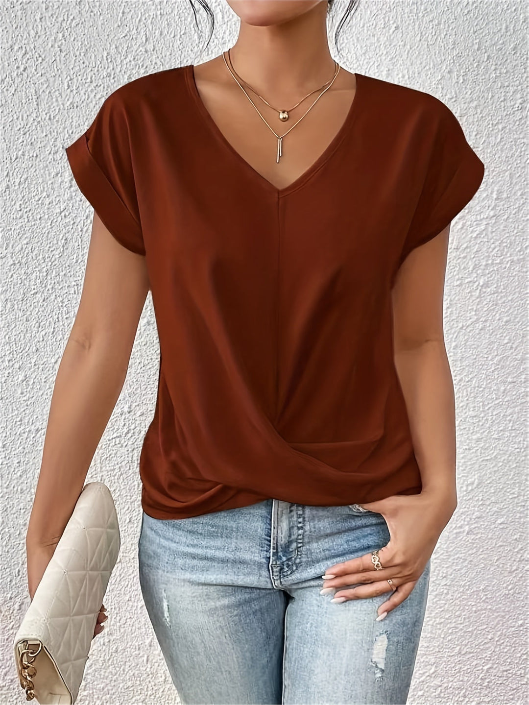 Liana | Elegant Soft Drape Twist-Front Top - Flattering & Comfortable
