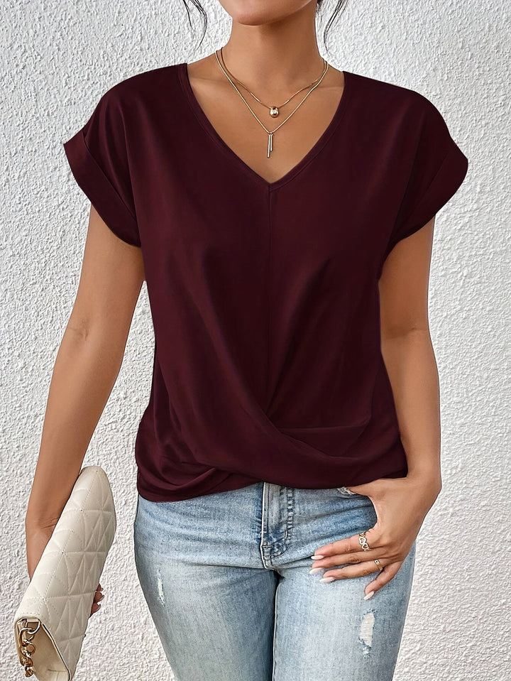 Liana | Elegant Soft Drape Twist-Front Top - Flattering & Comfortable