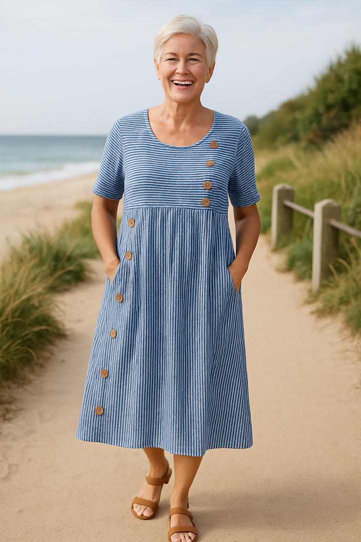 Brienne | Striped Midi Dress – Easy Comfort for Daily Confidence