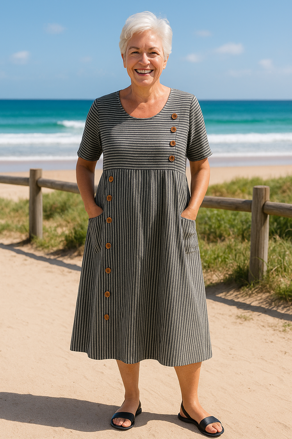 Brienne | Striped Midi Dress – Easy Comfort for Daily Confidence