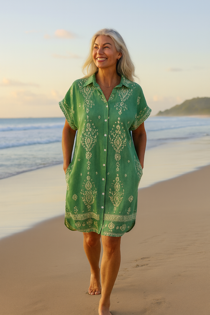 Seabreeze Boho Cotton-Linen Dress