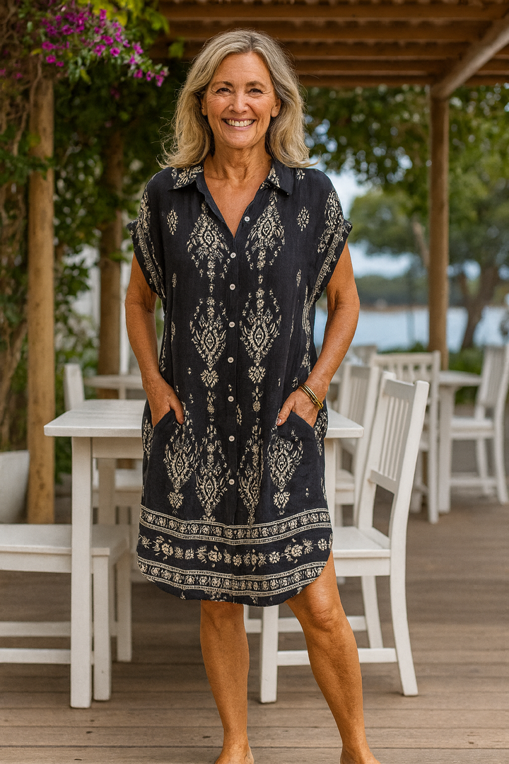 Seabreeze Boho Cotton-Linen Dress