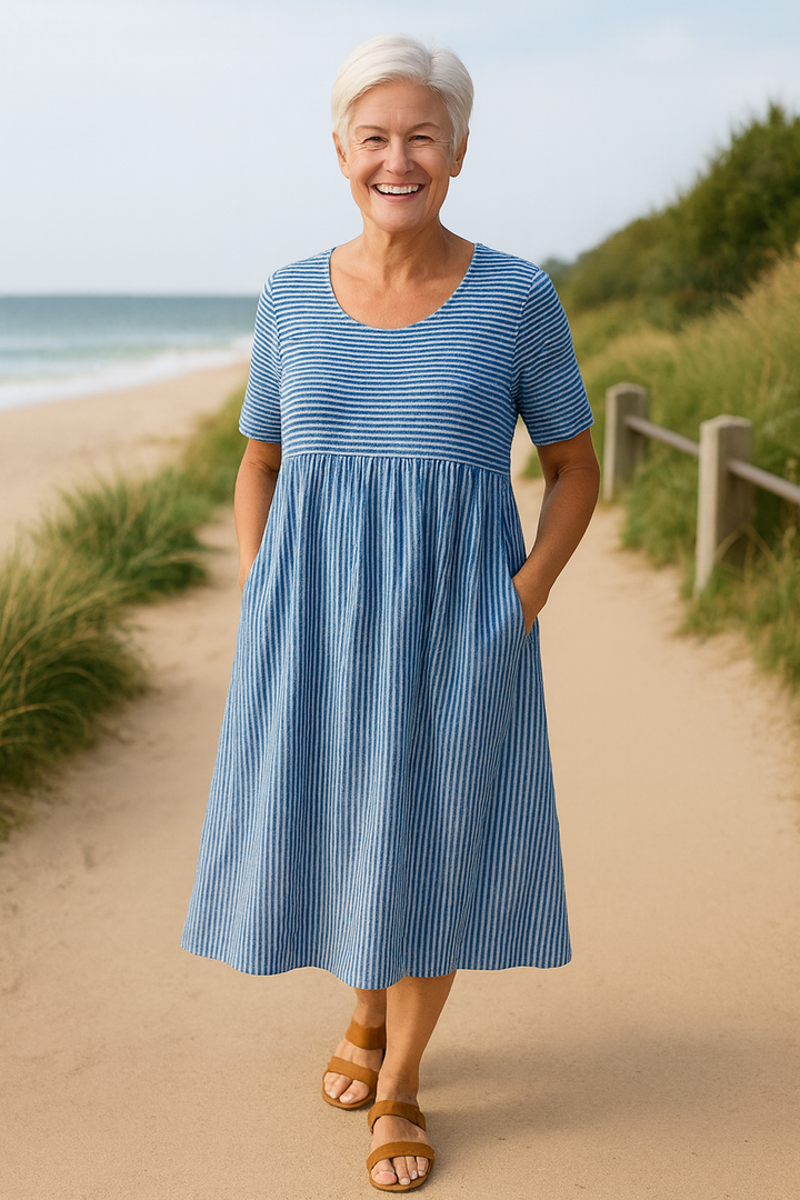 Louise | Striped Midi Dress – Easy Comfort for Daily Confidence