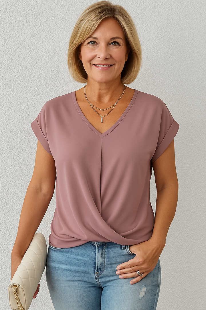 Liana | Elegant Soft Drape Twist-Front Top - Flattering & Comfortable