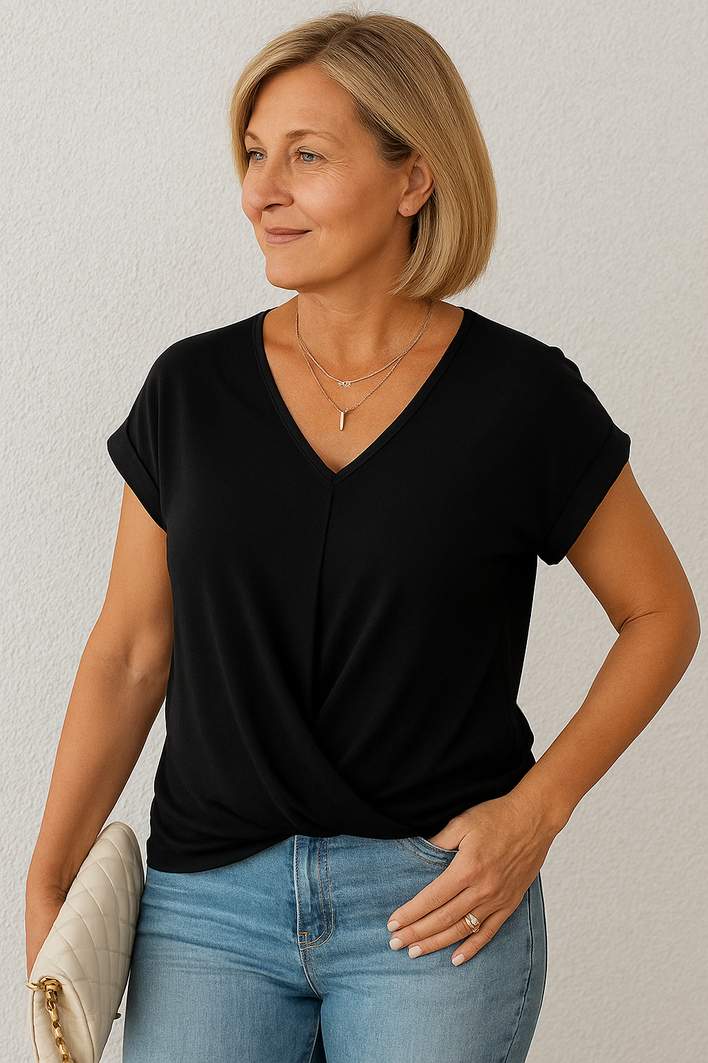 Liana | Elegant Soft Drape Twist-Front Top - Flattering & Comfortable
