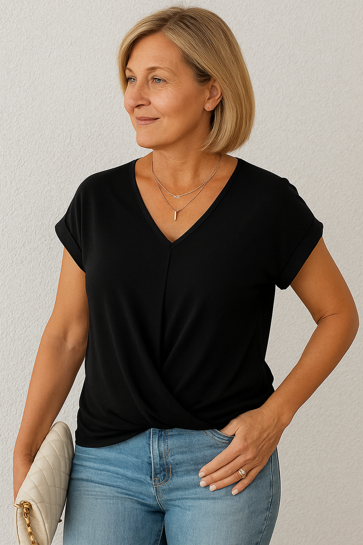 Liana | Elegant Soft Drape Twist-Front Top - Flattering & Comfortable