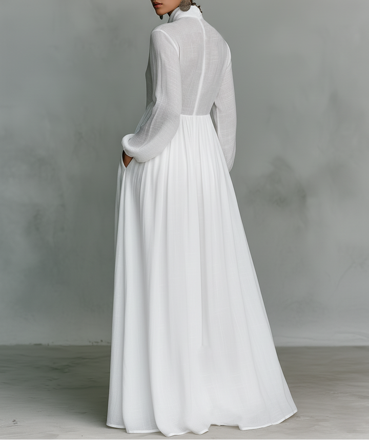Alessia ∙ Maxi Minimalist in with Patchwork, High Neck and Long Sleeves