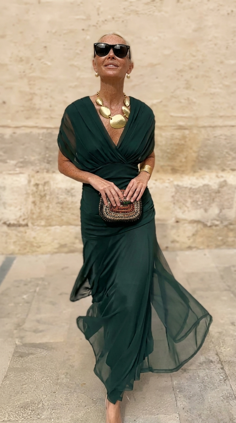 Elegant V-Neck Maxi Party Dress