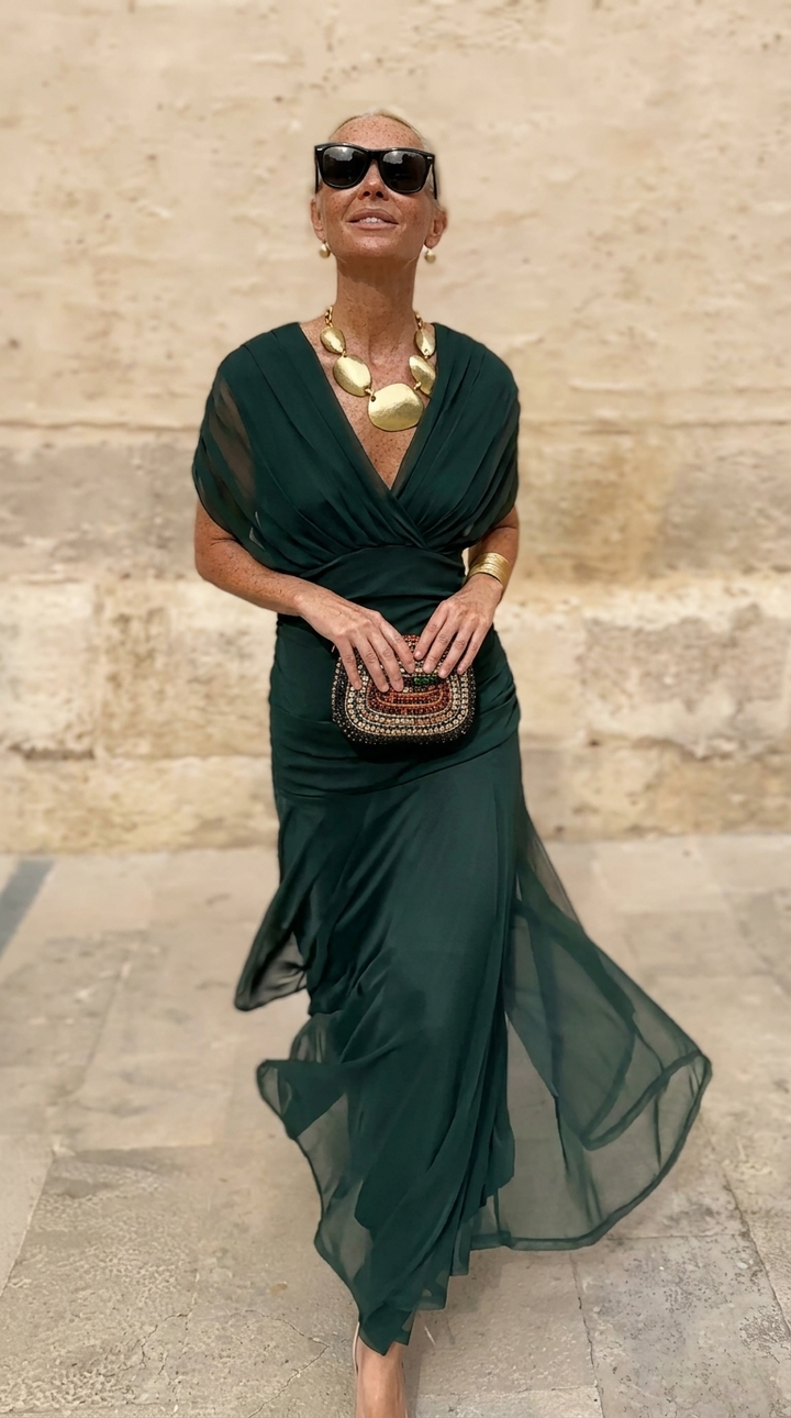 Elegant V-Neck Maxi Party Dress