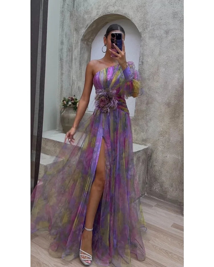 Orit™ | Asymmetric Dress with One Sleeve and Slit