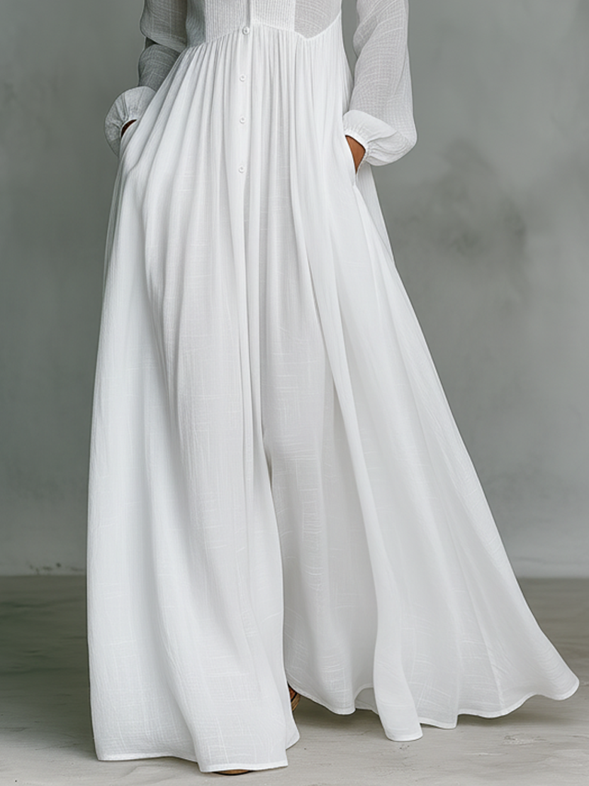 Alessia ∙ Maxi Minimalist in with Patchwork, High Neck and Long Sleeves