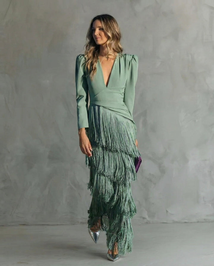 Chiara | Elegantes Kleid mit Fransenärmeln
