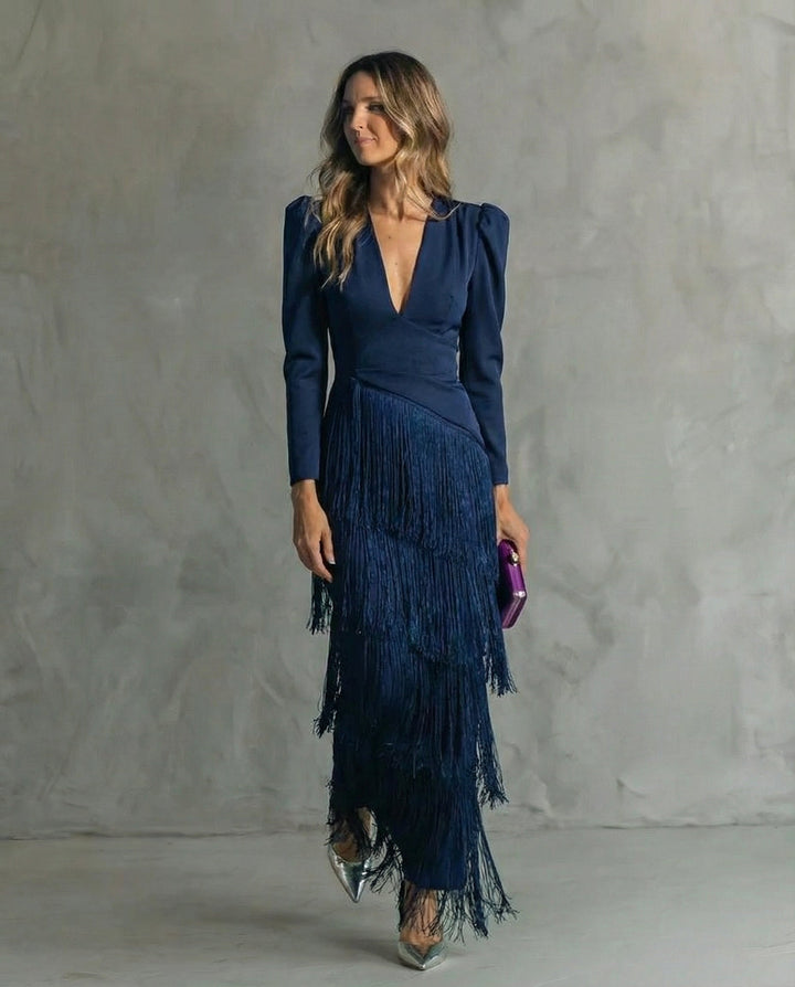 Chiara | Elegantes Kleid mit Fransenärmeln