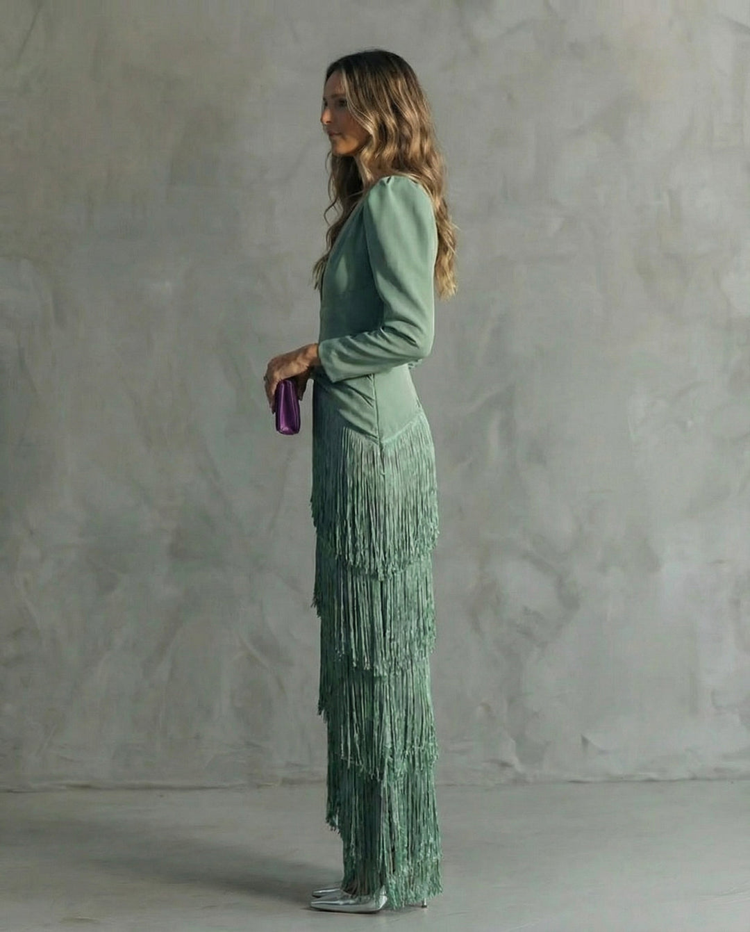 Chiara - Elegant dress with fringe sleeves