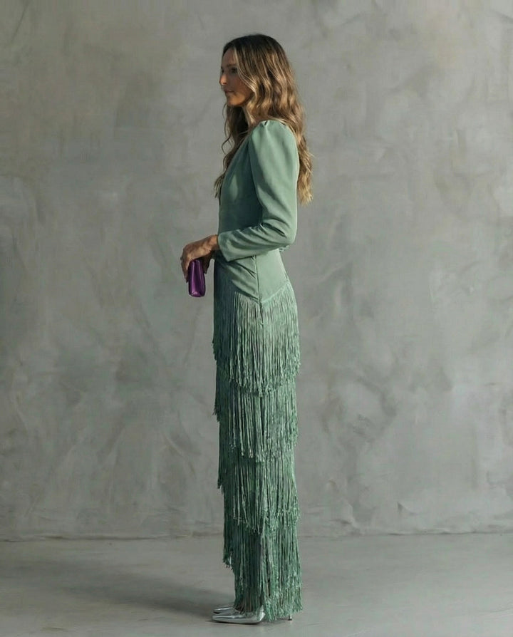 Chiara | Elegantes Kleid mit Fransenärmeln
