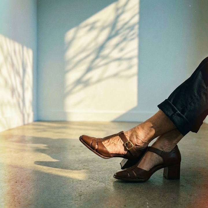Elyxiana | T-Strap Block Heels for Orthopedic Support
