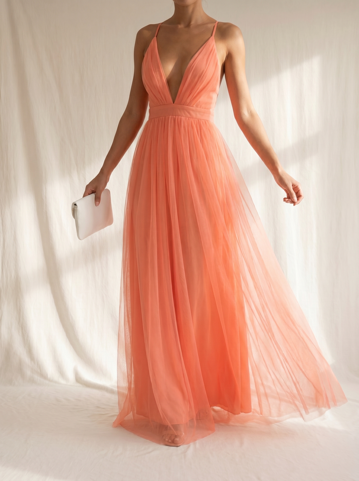 Ginevra | Maxi Kleid Licht Koralle