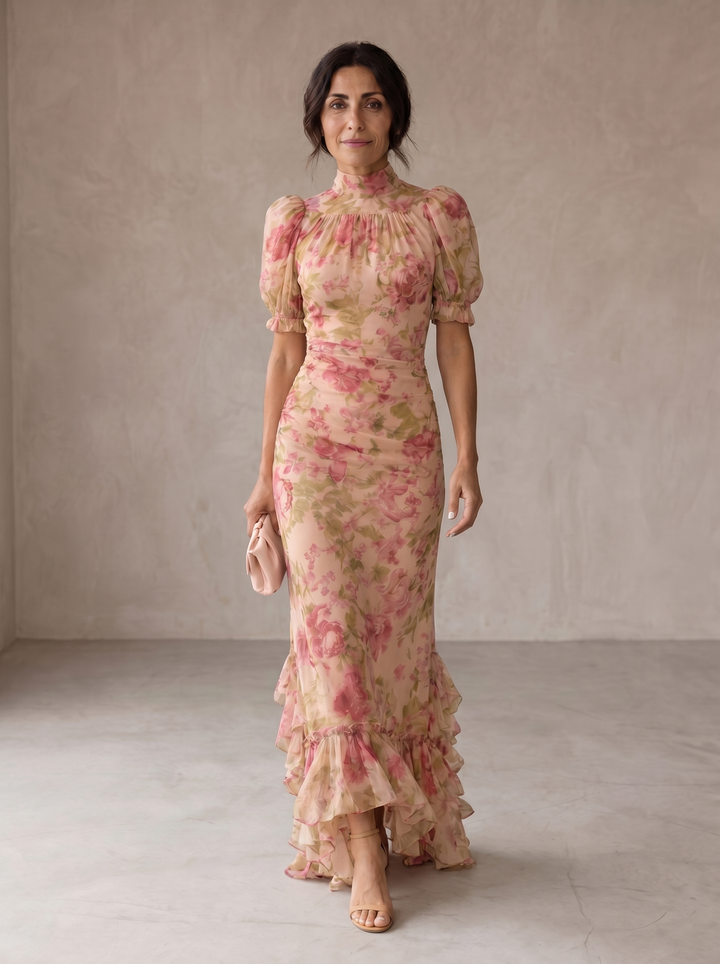 Rosario | Langes Blumen-Kleid aus Chiffon