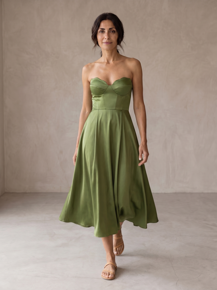 Liora | Elegantes Midi-Kleid ohne Träger