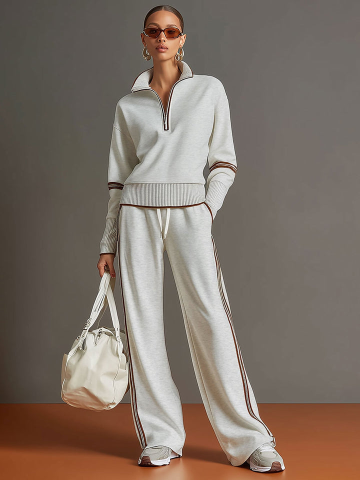 Katie – 2 Piece Track Suit with wide leg bottoms.